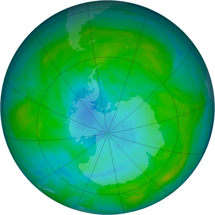 Antarctic ozone map for 02 February 1984